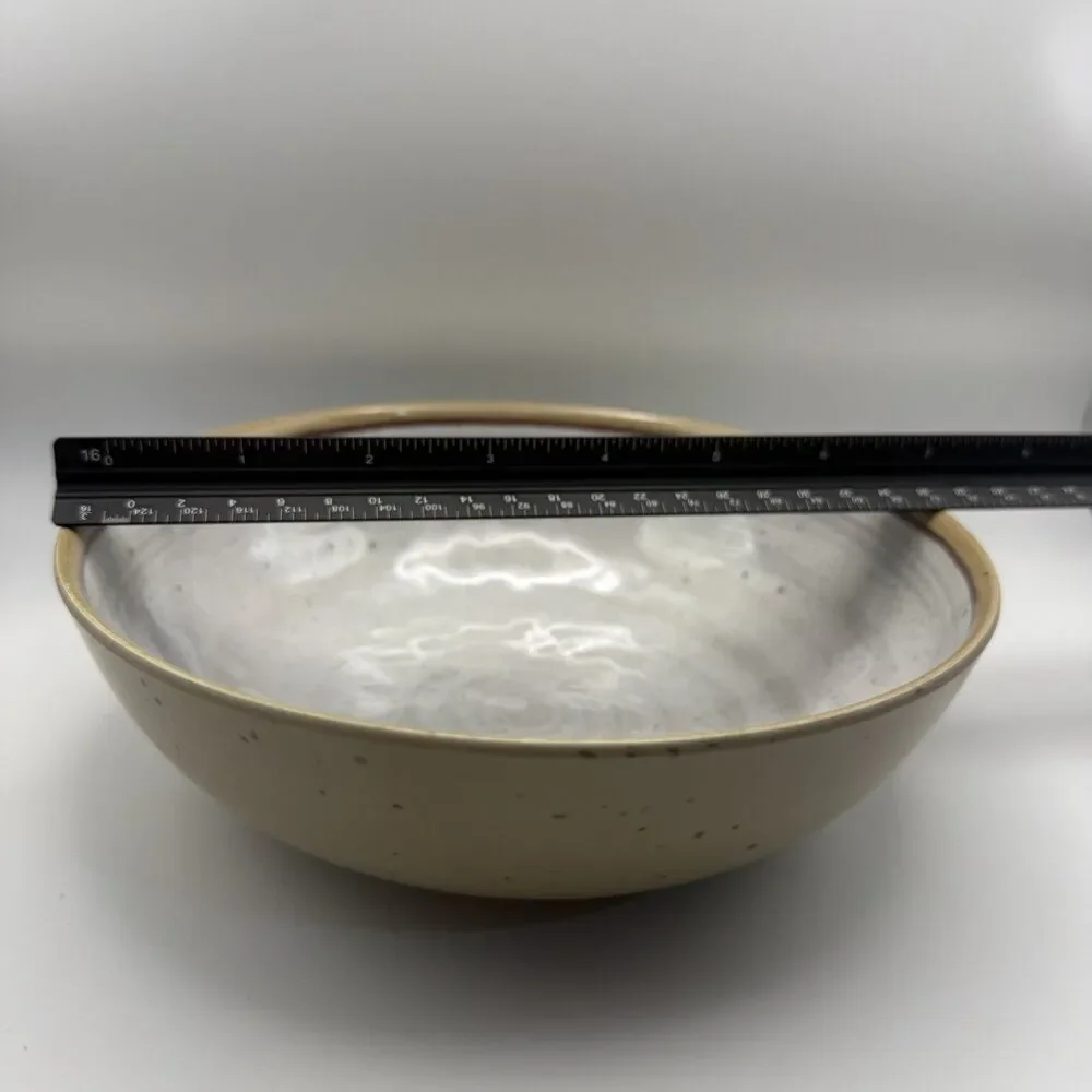 Food Network Set of 6 Melamine Dinner Cereal Bowls Beige with Brown Border